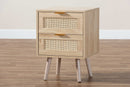 Malle Light Oak Brown and Rattan 2-Drawer End Table Baxton