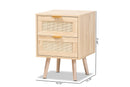 Malle Light Oak Brown and Rattan 2-Drawer End Table Baxton