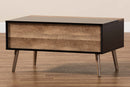 Catherine Two-Tone Black and Rustic Brown Lift Top Coffee Table Baxton