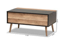 Catherine Two-Tone Black and Rustic Brown Lift Top Coffee Table Baxton