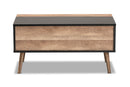 Catherine Two-Tone Black and Rustic Brown Lift Top Coffee Table Baxton