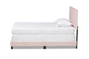 Deacon Glam Light Pink Velvet Fabric Upholstered Twin Size Panel Bed Baxton