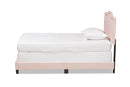 Auburn Glam Light Pink Velvet Fabric Upholstered Twin Size Panel Bed Baxton