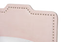 Auburn Glam Light Pink Velvet Fabric Upholstered Twin Size Panel Bed Baxton