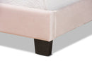 Auburn Glam Light Pink Velvet Fabric Upholstered Twin Size Panel Bed Baxton