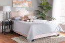 Auburn Glam Light Pink Velvet Fabric Upholstered Full Size Panel Bed Baxton