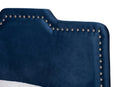 Auburn Glam Navy Blue Velvet Fabric Upholstered Twin Size Panel Bed Baxton