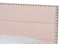 Ubud Glam Light Pink Velvet Fabric Upholstered Full Size Panel Bed Baxton
