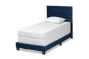 Ubud Glam Navy Blue Velvet Fabric Upholstered Twin Size Panel Bed Baxton