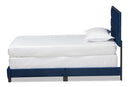 Ubud Glam Navy Blue Velvet Fabric Upholstered Twin Size Panel Bed Baxton
