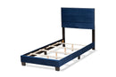 Ubud Glam Navy Blue Velvet Fabric Upholstered Twin Size Panel Bed Baxton