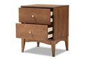 Quincia Ash Walnut 2-Drawer Nightstand Baxton