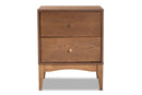 Quincia Ash Walnut 2-Drawer Nightstand Baxton