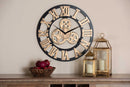 Alma Industrial Style Black and Distressed Brown Wall Clock Baxton