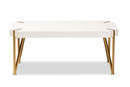 Idra Brushed Gold Metal and White Coffee Table Baxton