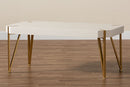 Idra Brushed Gold Metal and White Coffee Table Baxton