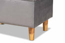 Raziel Gray Velvet Fabric Upholstered and Oak Brown Storage Ottoman Baxton