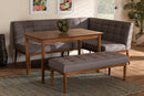 Yara Gray Fabric Upholstered and Walnut Brown 4Pc Dining Nook Set Baxton