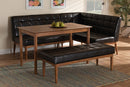 Yara Dark Brown Faux Leather Upholstered and Walnut Brown 4Pc Dining Nook Set Baxton