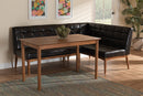 Yara Dark Brown Faux Leather Walnut Brown 3-Piece Dining Nook Set Baxton
