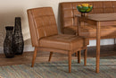 Yara Tan Faux Leather Upholstered and Walnut Brown Dining Chair Baxton