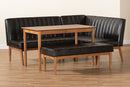 Camelia Dark Brown Faux Leather Walnut Brown 4Pc Dining Nook Set Baxton