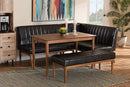 Camelia Dark Brown Faux Leather Walnut Brown 4Pc Dining Nook Set Baxton