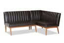 Camelia Dark Brown Faux Leather Walnut Brown 2Pc Dining Nook Banquette Set Baxton