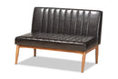 Camelia Dark Brown Faux Leather Walnut Brown 2Pc Dining Nook Banquette Set Baxton