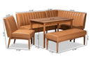 Camelia Tan Faux Leather Upholstered and Walnut Brown 5-Piece Dining Nook Set Baxton