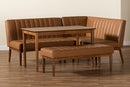 Camelia Tan Faux Leather Upholstered and Walnut Brown 4Pc Dining Nook Set Baxton