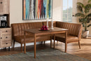 Camelia Tan Faux Leather Upholstered and Walnut Brown 3-Piece Dining Nook Set Baxton