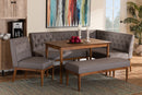 Mario Gray Fabric Upholstered and Walnut Brown 5-Piece Dining Nook Set Baxton