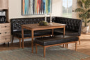 Mario Dark Brown Faux Leather Upholstered and Walnut Brown 4Pc Dining Nook Set Baxton
