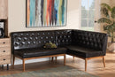 Mario Dark Brown Faux Leather Walnut Brown 2Pc Dining Nook Banquette Set Baxton