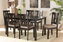 Roald Sand Fabric Upholstered and Dark Brown 7-Piece Dining Set Baxton