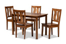 Azura Walnut Brown 5-Piece Dining Set Baxton