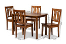 Azura Walnut Brown 5-Piece Dining Set Baxton