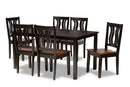 Azura Two-Tone Dark Brown and Walnut Brown 7-Piece Dining Set Baxton