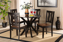 Dallas Two-Tone Dark Brown and Walnut Brown 5-Piece Dining Set Baxton