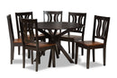 Dallas Two-Tone Dark Brown and Walnut Brown 7-Piece Dining Set Baxton