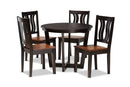 Leni Two-Tone Dark Brown and Walnut Brown 5-Piece Dining Set Baxton