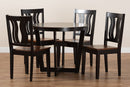 Leni Two-Tone Dark Brown and Walnut Brown 5-Piece Dining Set Baxton
