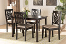 Brenner Sand Fabric Upholstered and Dark Brown 5-Piece Dining Set Baxton