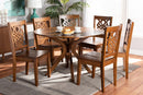 Racquel Walnut Brown 7-Piece Dining Set Baxton