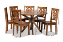 Racquel Walnut Brown 7-Piece Dining Set Baxton