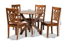 Manhattan Walnut Brown 5-Piece Dining Set Baxton