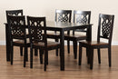 Kim Two-Tone Dark Brown and Walnut Brown 7-Piece Dining Set Baxton