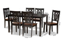 Kim Two-Tone Dark Brown and Walnut Brown 7-Piece Dining Set Baxton