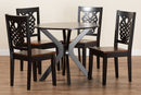 Racquel Two-Tone Dark Brown and Walnut Brown 5-Piece Dining Set Baxton